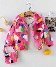 Load image into Gallery viewer, Hearts Fluffy Jacket and Purse Set
