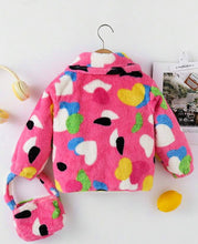 Load image into Gallery viewer, Hearts Fluffy Jacket and Purse Set
