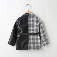 Load image into Gallery viewer, Chic Plaid Half Leather Blazer
